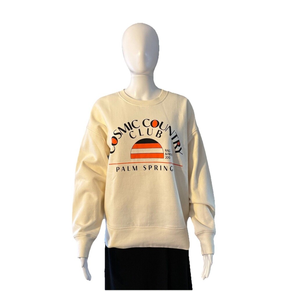 Rails Cosmic Country Club Palm Springs Crewneck Sweatshirt Winter White SZ S